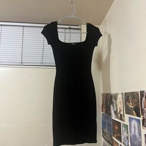 Mid Calf Bodycon Black Mini Dress